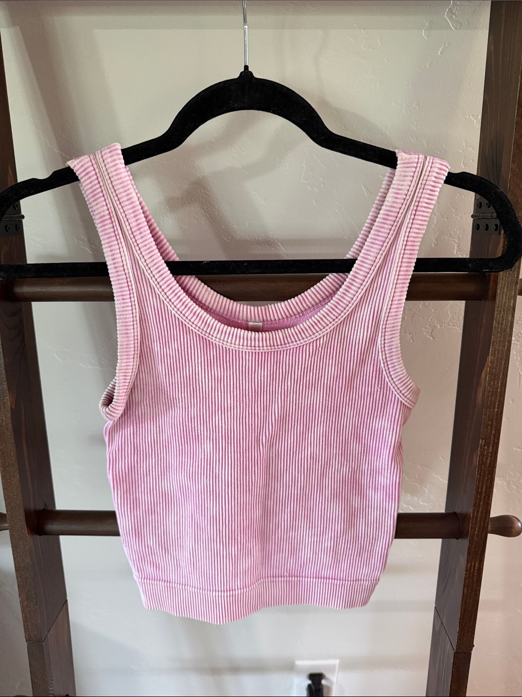 Zenana Outfitters Pink Ribbed Scoop Tank